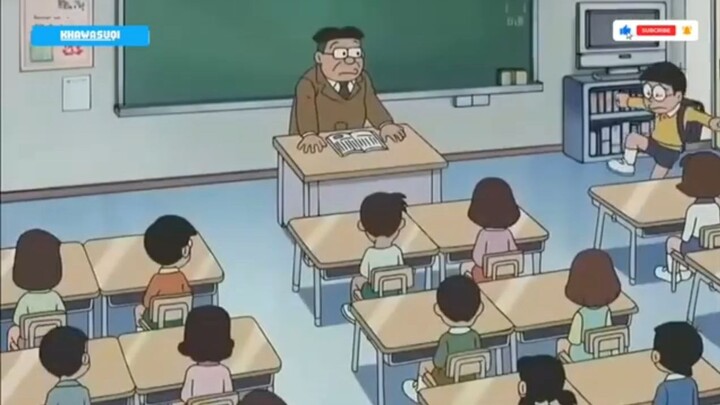 moment nobita di usir pak guru, karena telat😂