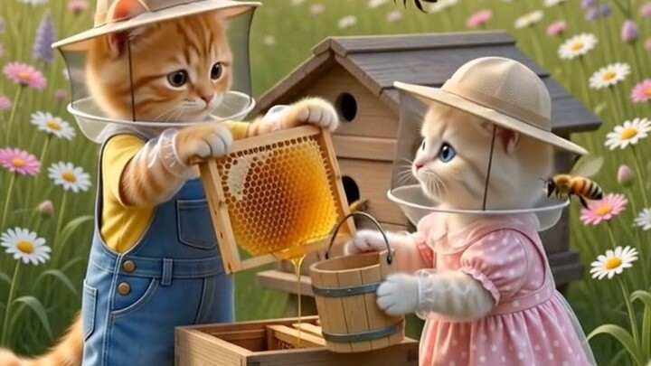 Kiki and Luna collecting honey