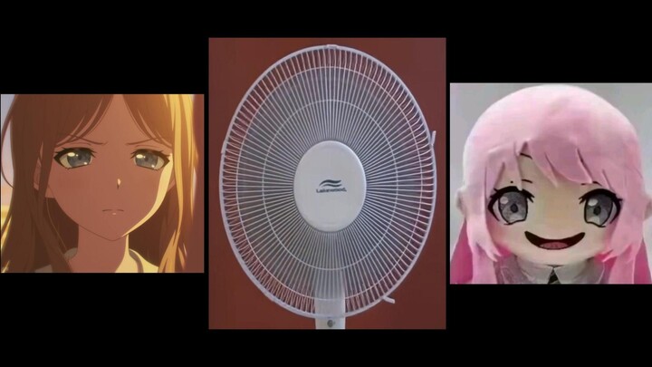 Aisu is using the fan