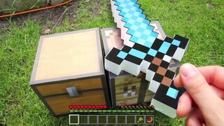 Minecraft in Real Life POV CRAFTING GOD DIAMOND SWORD Realistic Minecraft RTX Animation 創世神第一人稱真人版