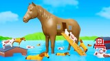 Giant Horse Mud House In the Floods | Funny Animals Farm in the Floods | 3D Animated Cartoon Videos
