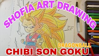 menggambar chibi son Goku dragonball