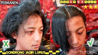 cara meluruskan rambut, panjang pria