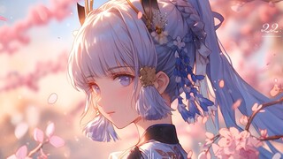 Kamisato Ayaka di bawah bunga sakura｜4k berbagi wallpaper hidup terpilih