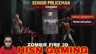 game zombie fire 3D.  ada polisi zombie dengan perisai
