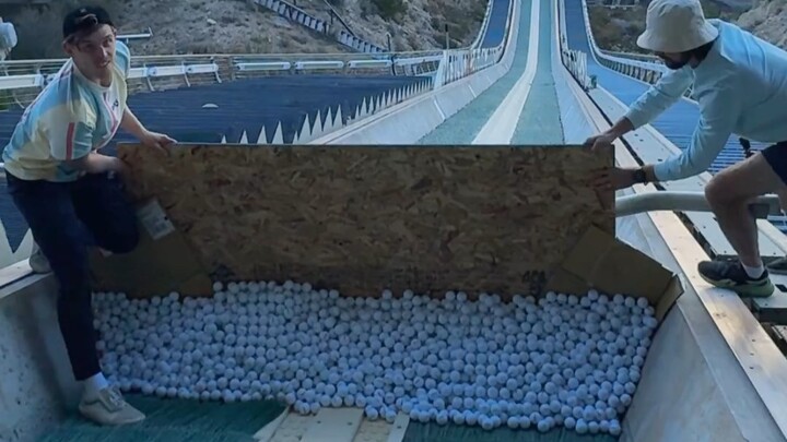 Out of so many golf balls, how many actually went in the hole?