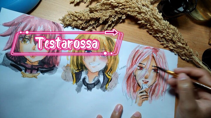drawing+ coloring testarossa  with water colour 🎨