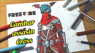 Menggambar bundle assasin cross ff ragnarok x free fire | gambar free fire - desenhando free fire