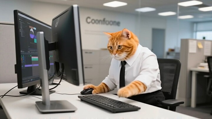 Papa Cat Secretly Cries from Pressure, Mama Cat and Ginger Kitten Comfort Him wi