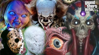 GTA 5 Mod - Slenderman Jason Chiến Đấu Quái Vật Pennywise Chucky Đã Đến | Big Bang