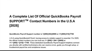 A Complete List Of Official QuickBooks Payroll SUPPORT™ Contact Numbers in the U.S.A