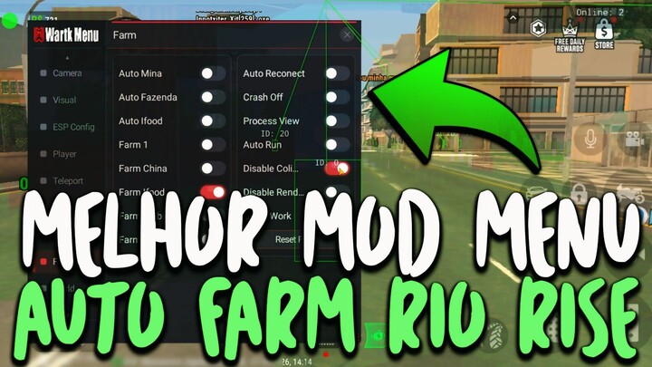 RIO RISE MOD MENU 2026 ATUALIZADO FARM AUTOMÁTICO + VIDA INFINITA + RECURSOS INSANOS😱
