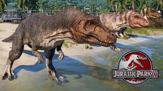 3 Ceratosaurus & 2 Spinosaurus Breakout & Fight! Jurassic World Evolution (4K 60FPS)