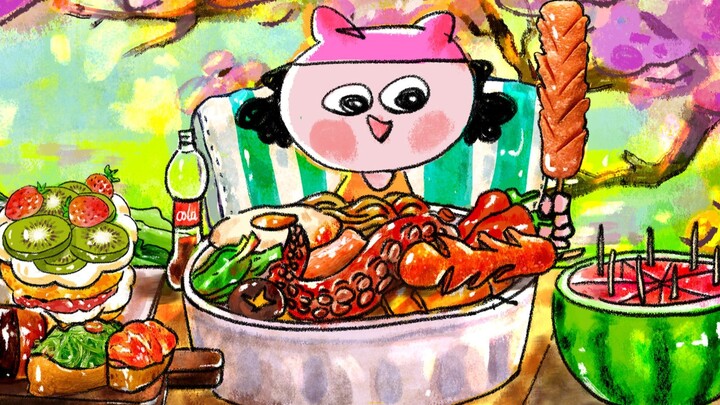 Animasi makanan: Tentu saja Anda harus pergi piknik di musim semi~