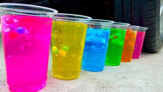 Eksperimen : Slime Cup vs Roda Mobil | Menghancurkan Hal Renyah & Lembut Dengan Mobi [ASMR]