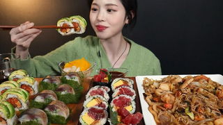 SUB) ! Tuna gimbap Avocado salmon roll mukbang asmr