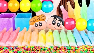 ☆ LESA ☆ มาการองนมช็อกโกแลต Xiaoxin, ลูกอมขวดขี้ผึ้งแช่แข็ง, ลูกอมกัมมี่สีรุ้ง, ลูกอมลูกปัด, ถ้วยลูก