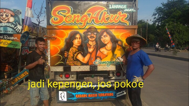 Lukisan pada Bak Truk AirBrush pak jamari ( seng rukun ) ns
