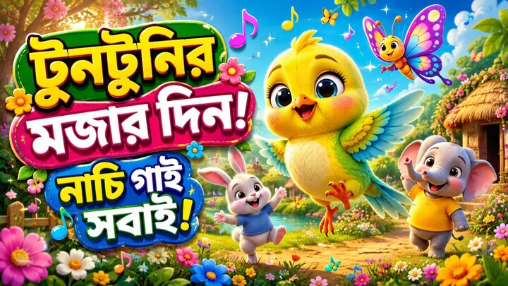 টুনটুনি পাখির মজার দিন 🐦🌸 | বাংলা ছড়া | Bengali Nursery Rhymes | Kids Song