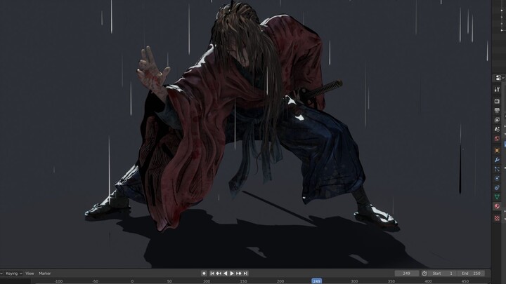 Blender hand-painted style "Rurouni Kenshin" fan work
