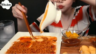 Mì Shin xào và thịt heo chiên xù phô mai phần 5 #mukbang