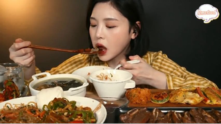 Sườn la, canh rong biển, miến xào và đồ chiên thập cẩm 3 #amthuc
