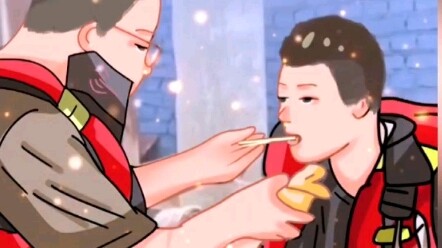 Ayah dan anak sama-sama bertempur di medan perang, makan satu kotak nasi bersama; tak peduli seberap
