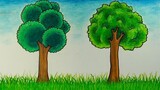 Cara menggambar pohon || Belajar menggambar pohon yang mudah