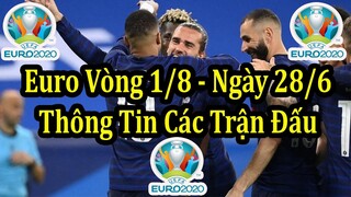 Lịch Thi Đấu VCK Euro 2020 (2021) -  Vòng 1/8 Ngày Thi Đấu Thứ 3 28/6 - Thông Tin Các Trận Đấu