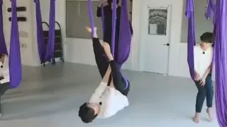 Park Jimin first time doing Flying Yoga