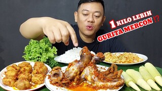 MUKBANG MAKAN GURITA PEDAS SAMBEL MERCON + KIMCHI LALAPAN MENTAH