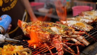 Pasar malam Thailand, udang panggang keju pedas yang lebih tebal dari lengan, bagaimana cara membuat