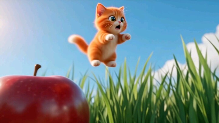 cute cat funny moments with big ai apple #cute #cat #viral