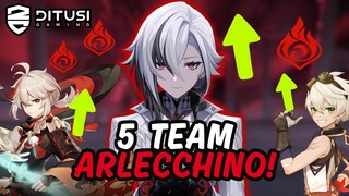 AKHIR NYA!! 5 TEAM ARLECCHINO ,ACAK ACAK SPIRAL ABYSS  - Genshin Impact indonesia TOP UP DI DITUSI