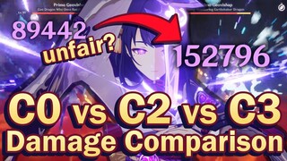 INSANE (Unfair?) Damage Difference! C0 - C3 RAIDEN SHOGUN Constellations Comparison & Showcase
