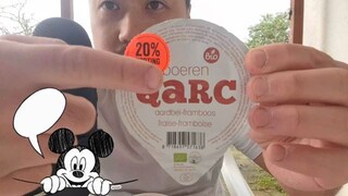 ASMR Eating Biological Raspberry Quark🍶(NO TALKING) Mouth Sounds & Licking 🍶