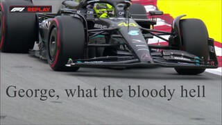 George Russell almost wanking into Lewis Hamilton (2016 electric boogaloo)