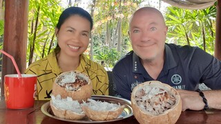 ข้าวหลามไส้มะพร้าวอ่อนเผือก ครั้งแรกจะปังปุริเย่ไหม Yummy Rice Pudding with Coconut