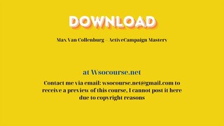 (WSOCOURSE.NET) Max Van Collenburg – ActiveCampaign Mastery