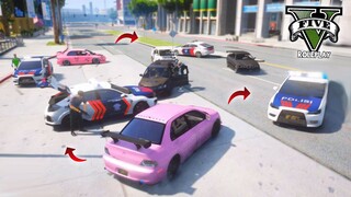 RACEGOD - EVO PINK DAN PASUKAN - HOT PURSUIT 12 MOBIL SEKALIGUS ! GTA V ROLEPLAY