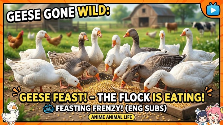 Happy Geese at Mealtime