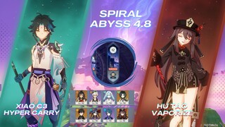 Spiral Abyss 4.8 Xiao C3 Hyper & Hu Tao Vaporize | Genshin Impact