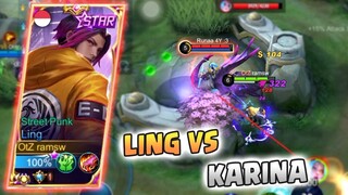 LING VS KARINA, AGGRESSIVE LING FASTHAND | LING GAMEPLAY | MLBB