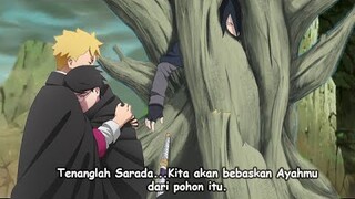 Sarada menangis melihat nasip Sasuke yang tersegel - Boruto membawa Sarada - Boruto Vortex Chapter 6