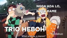 Trio Heboh Pembasmi Iblis! Kekompakan Tanjiro, Zenitsu & Inosuke Bikin Ngakak