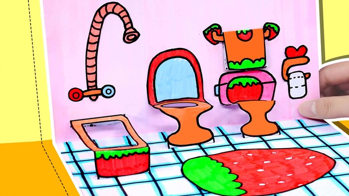 Lukisan 3D: Toilet kartun lucu Putri Strawberry, cantik sekali!