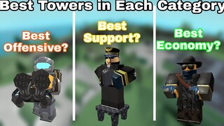 BEST Towers in Each CATEGORY - Tower Defense Simulator