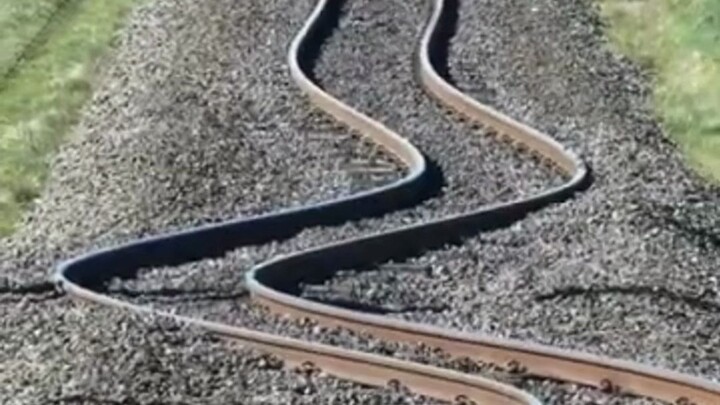 Train tracks can suddenly bend without any warning.
