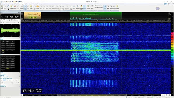 6959 Khz  - Russian experimental transmission of unknown purpose.