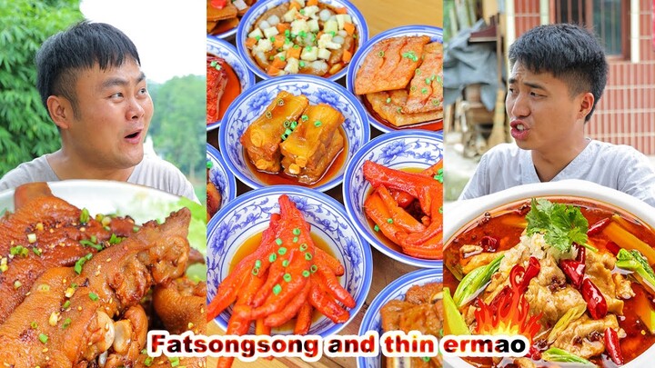 mukbang | Man Han Banquet | Wild pepper fish | cooking videos | village cooking | songsong and ermao